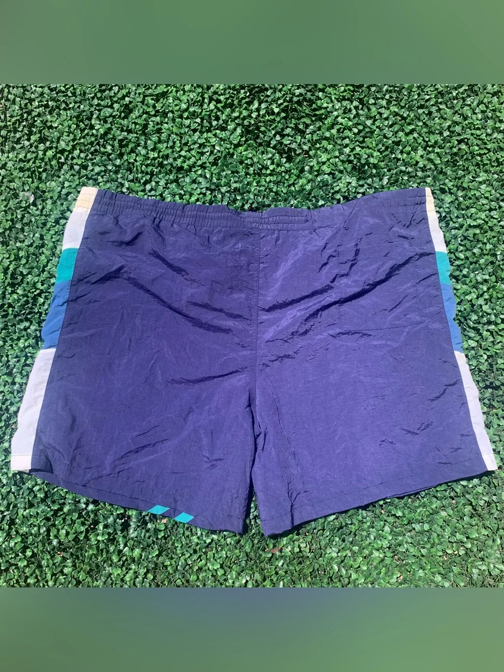 Vintage SPACE blue nylon swim trunks - needs elastic repair